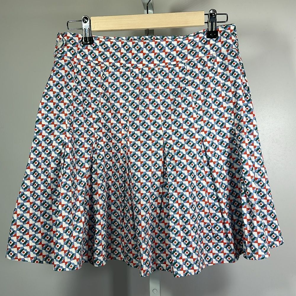 MAEVE ANTHROPOLOGIE Women's Cotton Motif Pleated Mini Skirt Blue Size 6 - Picture 6 of 12
